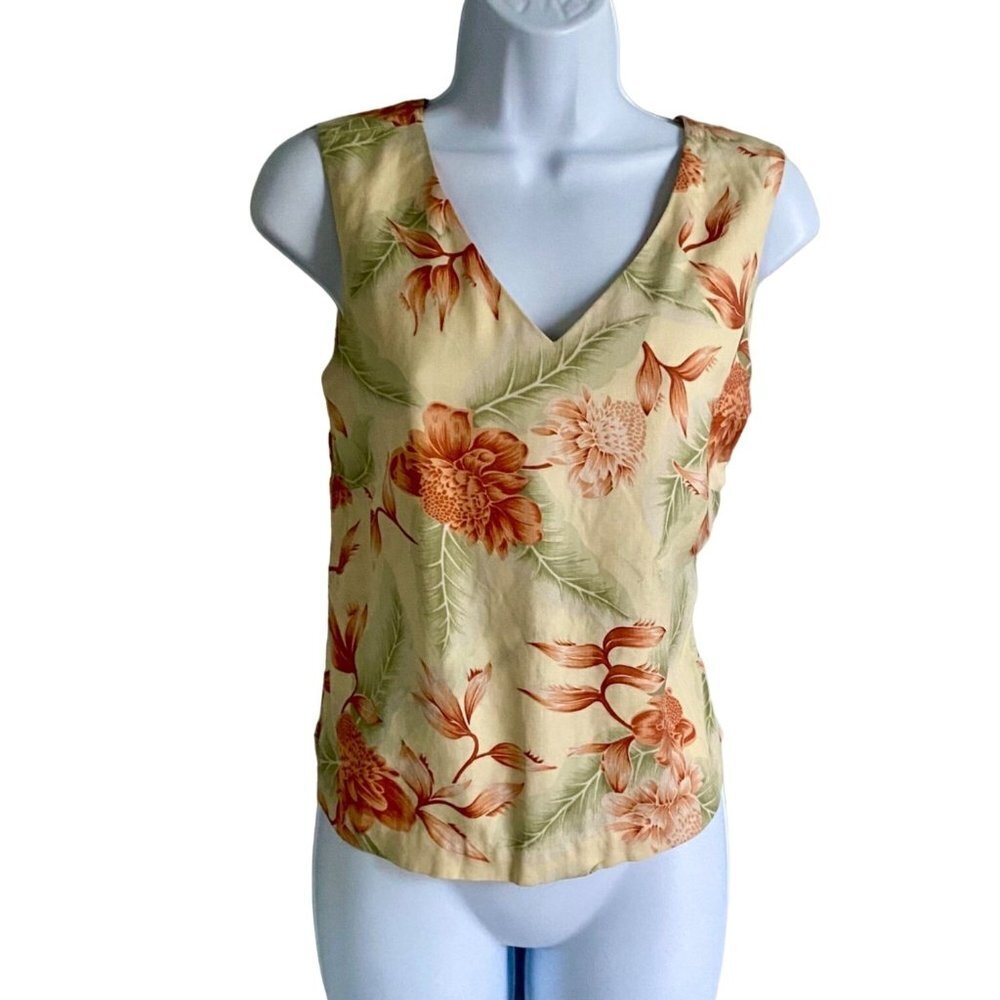 Tommy Bahama Silk Sleeveless Top with Zipper in Back Women's Size Small - Picture 2 of 9